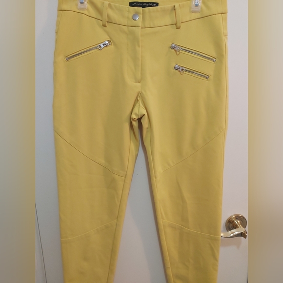 Sandra Angelozzi Yellow Pants with Decorative Zippers Size 6 - Picture 3 of 5